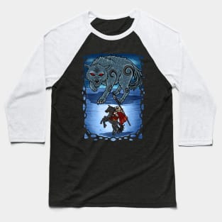 Divine Confrontation: Odin vs. Fenrir - Clash of the Norse Titans Baseball T-Shirt